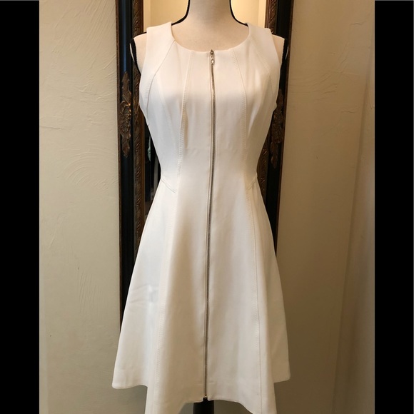 White House Black Market Dresses & Skirts - Ecru Zip Front Fit & Flare Dress